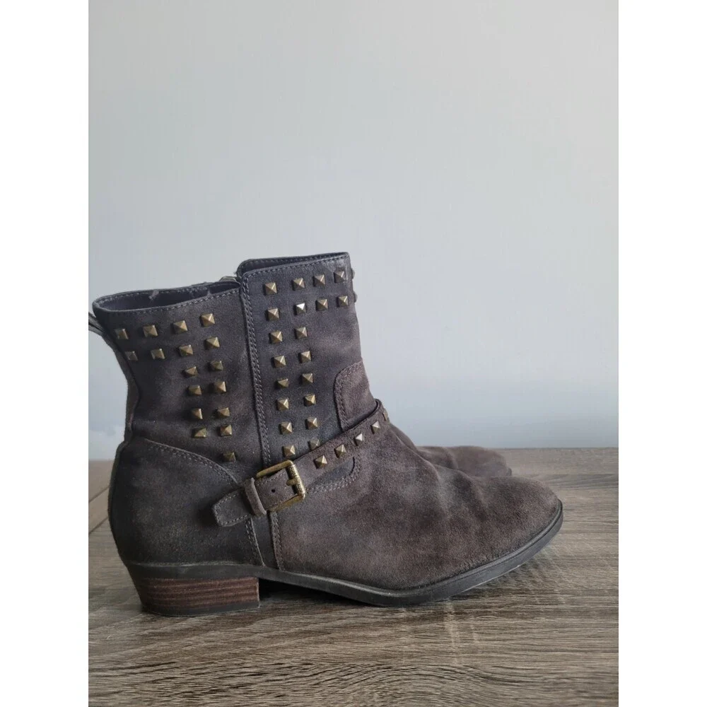 Lauren Ralph Lauren Women Sz 9.5 Brown Suede Biker Moto Studded Boot